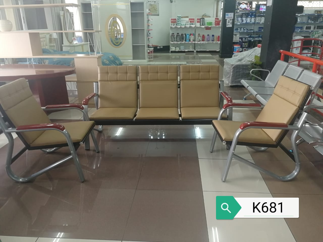 5-Seater Brown Reception Sofa - Image 2
