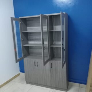 3-Door Grey Wooden Filing Cabinet