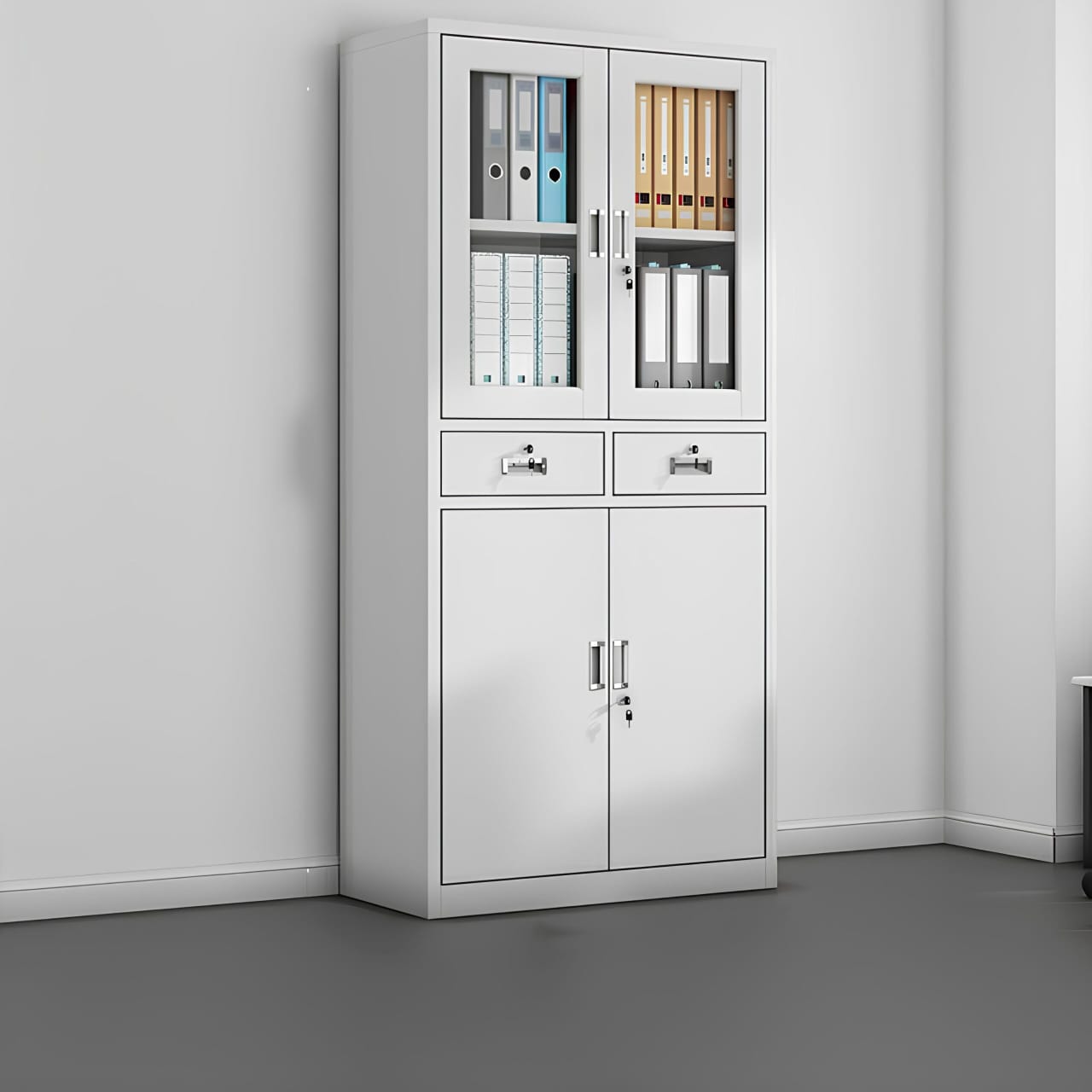 2-Door Metallic Half Glass Filing Cabinet - Image 3