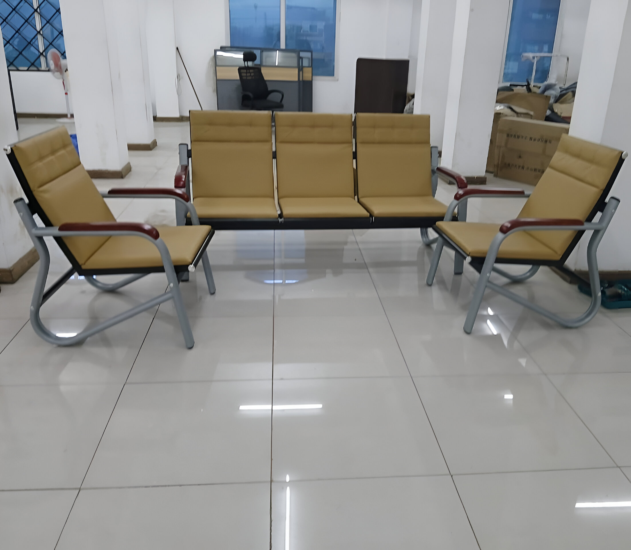 5-Seater Brown Reception Sofa